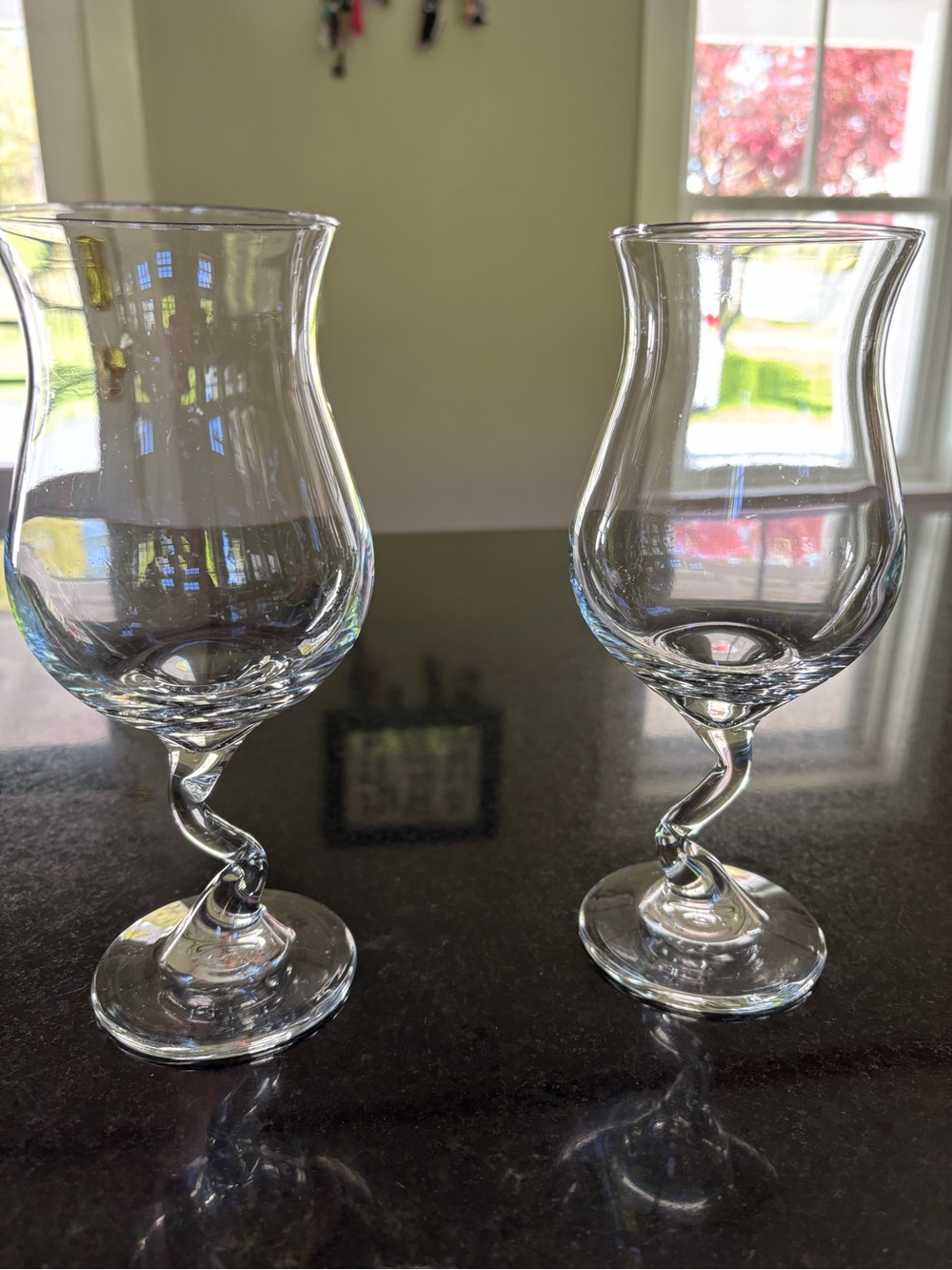 Set of Two Twisted Stem Glasses - Clear